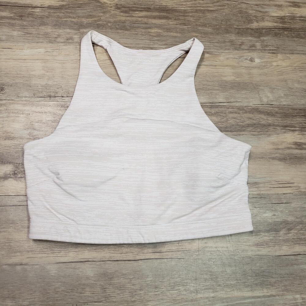 Outdoor Voices Sports Bra Womens Small White Stripe Racerback Knit Stretch